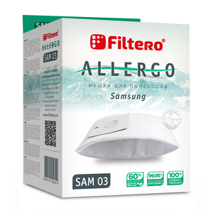 Мешки для пылесосов Filtero Allergo SAM 03, 4 штуки, моторный и микрофильтр, синтетические