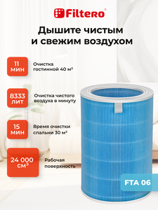 Filtero FTA 06 фильтр для воздухоочистителя Xiaomi MI Air purifier 2s, голубой