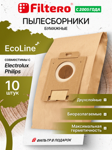 Мешки-пылесборники Filtero FLS 01 (S-bag) ECOLine XL, 10 шт + микрофильтр, бумажные