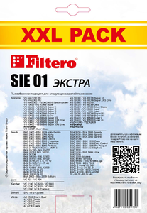 Мешки-пылесборники Filtero SIE 01 XXL Pack ЭКСТРА, 8 шт + микрофильтр, синтетические.